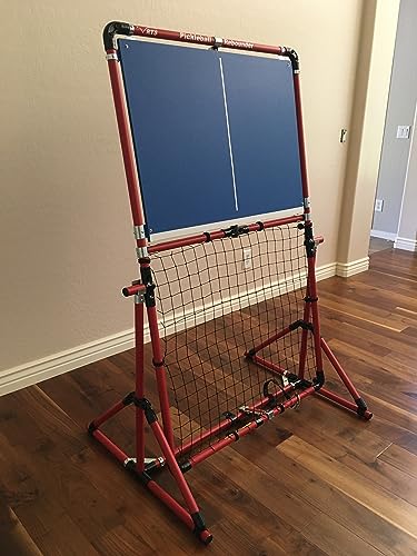 Portable Pickleball Rebounder | 3 Panel Angle Positions | Trainer for Practice Dinks & Drills | Adjustable Panel Angles - color: Red Frame and Blue Panel