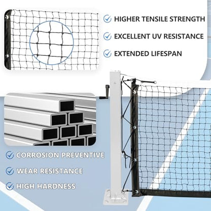 Aluminum Pickleball Net System,Constructed of Rust Proof Aluminum Frame,Regulation Size 22 FT - size: Surface Mount