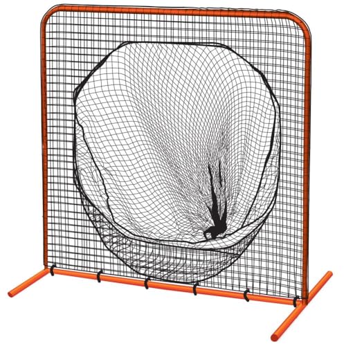 Champro Baseball and Softball Collector Steel Frame Brute Sock Screen with Weatherized Net (7’ x 7’), Orange (NB187)