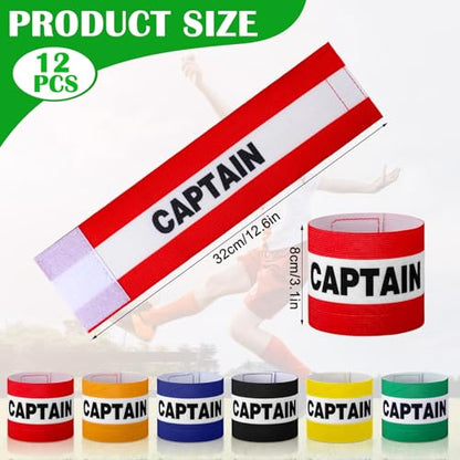 Simgoing 12 Pcs Soccer Captain Armbands Elastic Wrist Armbands Adult Team Leader Adjustable Sports Training Accessories