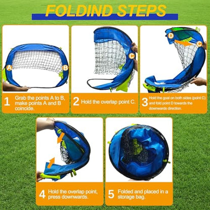Gudahower Backyard Soccer Goal for Kids- Portable Soccer Net - Foldable and Pop up - Indoor and Outdoor Football Goal - Suitable for Games and Practice - 39.4in x 27.5in x 27.5in
