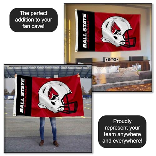 Ball State Cardinals Football Helmet Flag
