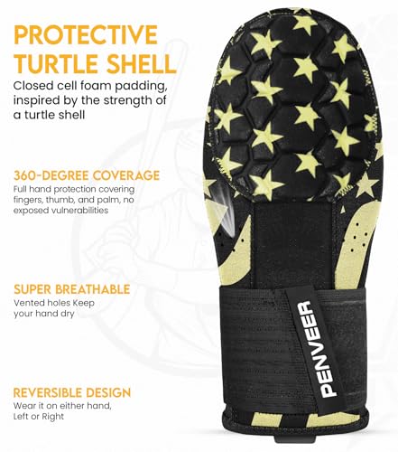 Baseball Sliding Mitt Youth & Adult, Sliding Glove for Baseball, Softball Sliding Guard, Left and Right Hands - color: V-Gold Flag, size: Adult