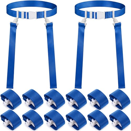 Peryiter 2/12/24/36 Player Flag Football Belt, Adjustable Football Belts and Flags for Kids Youth Adult Sport Team Training - color: Blue