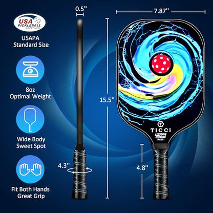 Pickleball Paddles Set of 2, USAPA Approved Fiberglass Pickleball Set with 4 Balls & Carry Bag, Lightweight Rackets for Beginners & Adults - color: Gorgeous Set