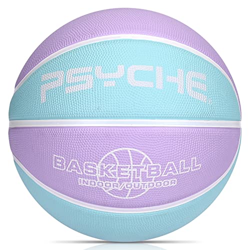 Kids Youth Basketball Size 4/5(25.5/27.5") Premium Rubber Basketball for Boys Girls Indoor Outdoor Pool Games Play(Best Gifts) - color: Purple blue, size: Size 5