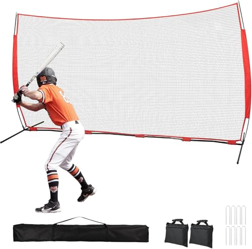 7x7/16x10/20x10ft Baseball Net Backstop Net,Fix Ball Stop Net by 4 Spike&2 Sandbag,Sports Net Barrier with Handbag,Lacrosse Net Backstop for Basketball,Hockey Train,Baseball Net Barrier for Playground - size: 20x10ft baseball backstop net