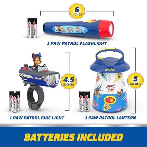 Energizer Paw Patrol Gift Set Flashlight, Lantern, Bike Light Combo Pack Kids Flashlights, Safe Flashlights for Kids, Paw Patrol Toys for Boys & Girls