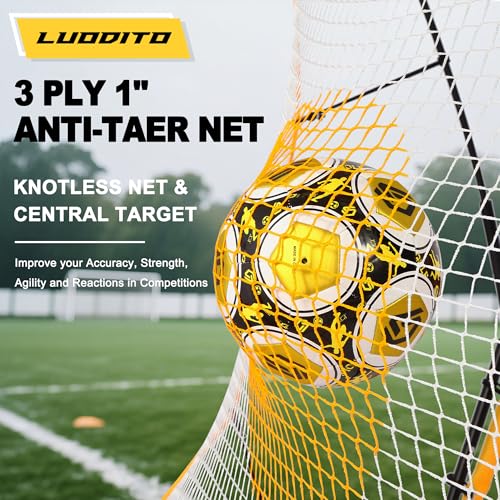 Soccer Rebounder Net, 2-in-1 Soccer Trainer, Soccer Training Equipment for Solo Passing Volley Control Practice, 6'x4.7' Large & 6'x16 Small Soccer Bounce Back Net with Ball, Carry Bag, Cones