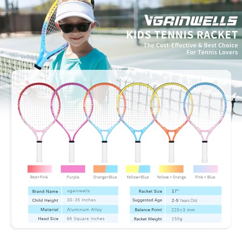 17"-23" Kids Tennis Racket for Aged 2-9, Lightweight and Durable, Including 1 Toddler Tennis Racket and 1 Replacement Grip Tapes - color: 1-Yellow Blue, size: 17"