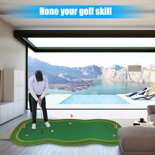 Golf Putting Green/Mat-Golf Training Mat- Professional Golf Practice Mat- Green Long Challenging Putter for Indoor/Outdoor - style: 4.8x8ft mat