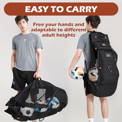 Extra Large Soccer Ball Bag, Heavy Duty Mesh Equipment Ball Bag for Coach, Storage Bag for Basketball, Volleyball, Swimming Gear