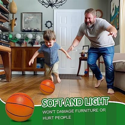 7 Inch PVC Mini Basketball for Indoor Basketball Hoops, Soft 7" Rubber Small Replacement Basketball for Over Door Basketball Hoop Sets, Little Basketballs for Kids (4 PCS with Air Pump)