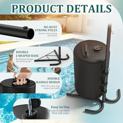 Pool Volleyball Net Set, No Drilling Base Free with Dual 25L Water Bags for Stability,Includes Heavy Duty Anti-Sag & 2 Volleyballs with Pump, for Above Ground & Inground Pools & Swimming Pool Games