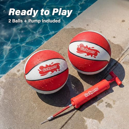 GoSports Water Basketballs 2 Pack - Choose Between Size 3 and Size 6, Great for Swimming Pool Basketball Hoops - style: Red Size 3 (7" D)