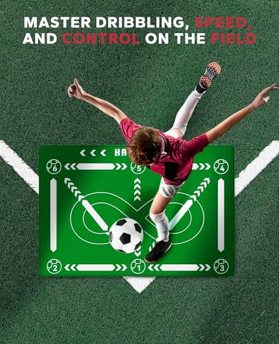 HAPBEAR Soccer Training Mat - 0.2" Thickened Professional Footwork & Ball Mastery Equipment - Anti-Slip Silent Football Practice Mat for Home & Gym - All Ages Speed Agility Trainer - color: Green