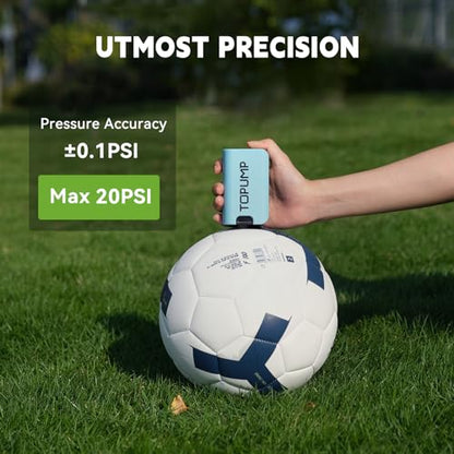 TOPUMP Electric Ball Pump with Inflation & Deflation, Portable Rechargeable Ball Pump with Pressure Gauge (Max 20PSI), Suitable for Basketball, Soccer, Volleyball and Rugby