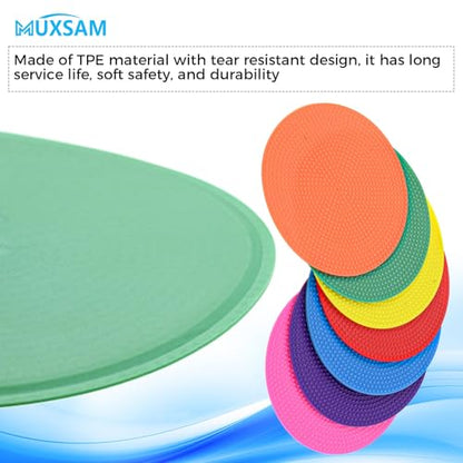 MUXSAM 14Pcs Spot Markers for Agility Dot Gym PE Training Dance, Flat Disc Markers, Soccer Cones, Field Court Markers, Football Training Equipment with Bag for Games Floor Dots Sport