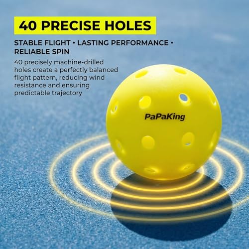 12 Pack Premium Pickleball Balls, Outdoor 40 Holes Pickleballs, High Visibility, Perfectly Balanced with High Bounce True Flight, Seamless Roto-Molded Crack-Resistant Design