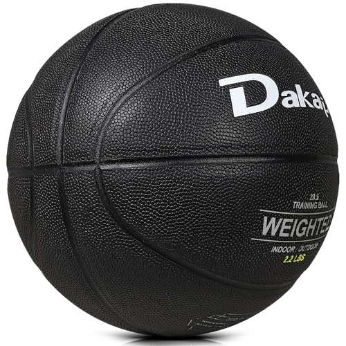Dakapal Weighted Heavy Training Basketball, Size 6/7 Black 2.2LBS/3LBS/3.3 LBS Weight PU Durable for Trainer and Dribbling Passing, Indoor and Outdoor Usage - size: Size 7 Adult - 29.5"-2.2LBS