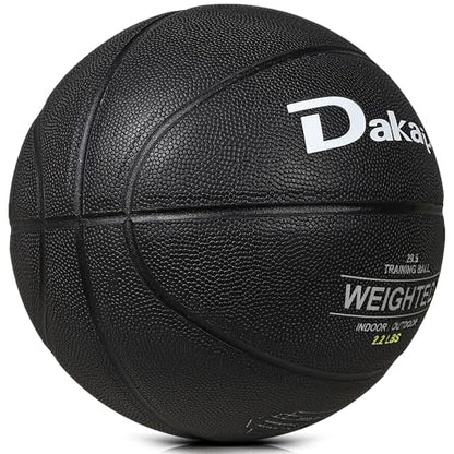 Dakapal Weighted Heavy Training Basketball, Size 6/7 Black 2.2LBS/3LBS/3.3 LBS Weight PU Durable for Trainer and Dribbling Passing, Indoor and Outdoor Usage - size: Size 7 Adult - 29.5"-2.2LBS