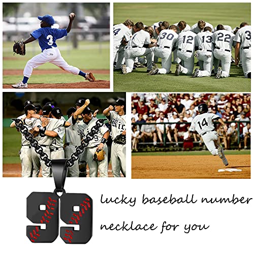 AIAINAGI Baseball Number Necklace - Stainless Steel Chain Pendant for Men Athletes 00-99 Jersey Number Gift