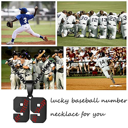 AIAINAGI Baseball Number Necklace - Stainless Steel Chain Pendant for Men Athletes 00-99 Jersey Number Gift