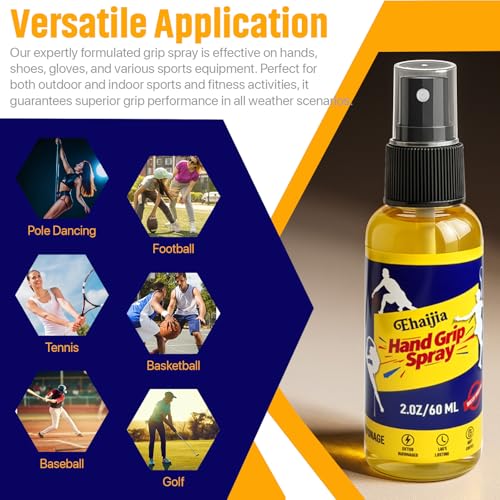 Sports Hand Grip Spray, 2 Oz Sweat Resistant Grip Spray, Enhance Control and Maximize Grip, Easy to Use & Quick-Drying, Fit for Pole Dancing, Tennis, Baseball, Football, Basketball, Golf, etc