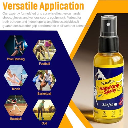 Sports Hand Grip Spray, 2 Oz Sweat Resistant Grip Spray, Enhance Control and Maximize Grip, Easy to Use & Quick-Drying, Fit for Pole Dancing, Tennis, Baseball, Football, Basketball, Golf, etc