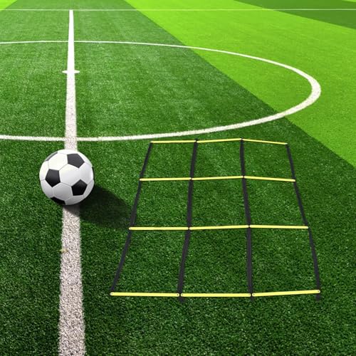PRETYZOOM Agility Ladder Soccer Training Equipment Yellow Foldable Soft Ladder for Football Speed and Footwork Drills for Athlete Conditioning