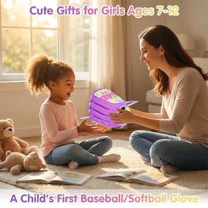 Baseball Glove 10.5'' - Colorful Girls Softball Gloves for Kids Children Youth Training Play, Left Infielder's Mitts Right Hand Throw