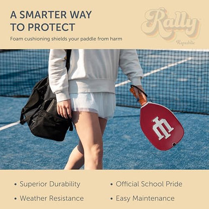 Officially Licensed Collegiate Pickleball Paddle Cover - Lightweight PU Leather Material - Durable Foam Interior Protection with Zippered Closure - Fits Most Paddles on the Market - color: Indiana Hoosiers