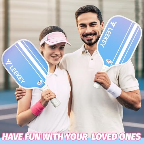 LEEKEY Pickleball Paddles Set of 2 - USAPA Approved Fiberglass Pickleball Racket, Racquet Made of Polypropylene Honeycomb Core,Lightweight Design Pickleball Paddles for Men Women Beginners