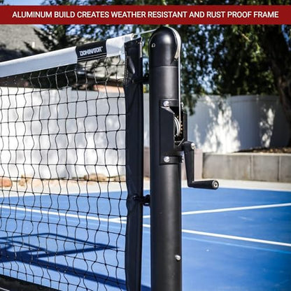 Dominator PRO Portable Pickleball Net - Heavy Duty USAPA Compliant Portable Regulation Pickleball Net - Indoor/Outdoor Aluminum Rust Proof Frame w/Adjustable Net Tension & Locking Wheels - style: Black