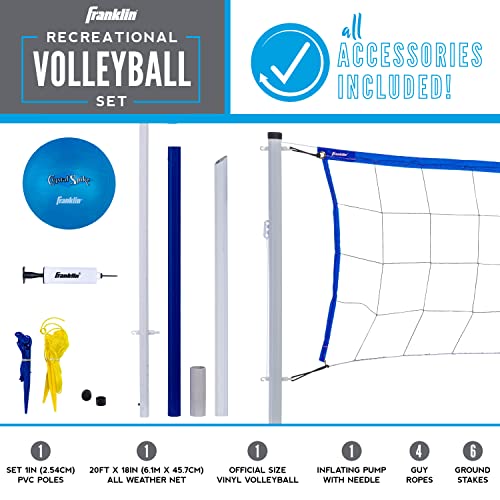 Franklin Sports Volleyball Set - Beach and Backyard Volleyball Net Set - Portable Volleyball Net and Ball Set with Poles and Ground Stakes - Recreational - style: Recreational