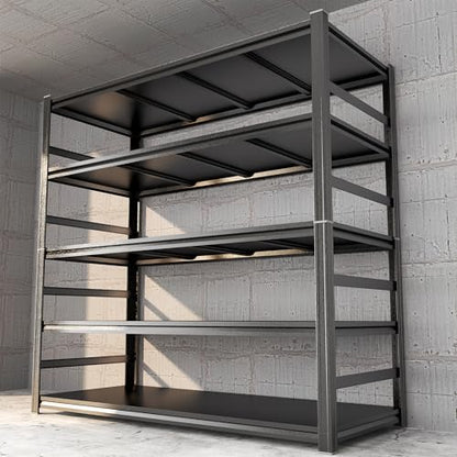 PRESTELION Garage Shelving 3500LBS Storage Shelves 5-Tier Adjustable Metal Shelving Units Garage Storage Shelves Heavy Duty for Industrial, Warehouse, Basement, Commercial, Black (73" H×48" W×24" D)