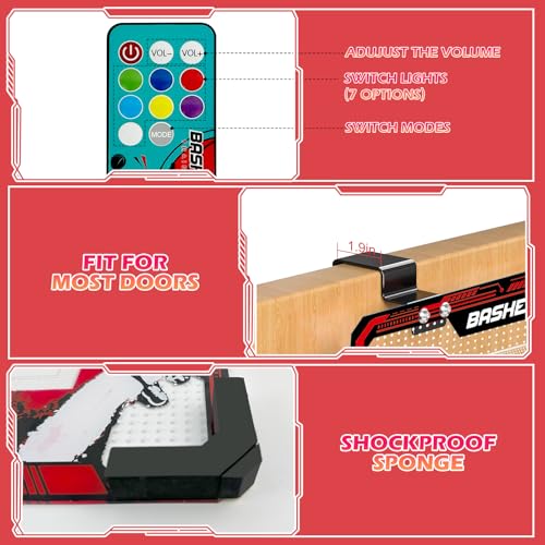 TALGIC Basketball Hoop Indoor, Over The Door Basketball Hoops with LED Lighting, Mini Hoop with Electronic Scoreboard, 4 Balls & Pump, Basketball Gifts for 5 6 7 8 9 10 11 12 Year Old Boys Girls