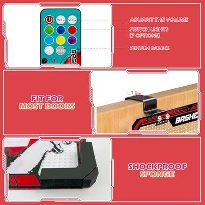 TALGIC Basketball Hoop Indoor, Over The Door Basketball Hoops with LED Lighting, Mini Hoop with Electronic Scoreboard, 4 Balls & Pump, Basketball Gifts for 5 6 7 8 9 10 11 12 Year Old Boys Girls