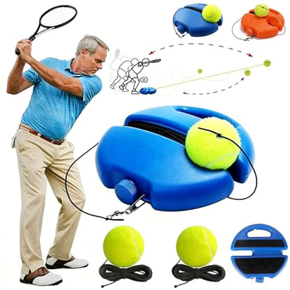 Solo Tennis Trainer Rebound Ball with String, Self Practice Tennis Training Kit, Water Fillable Weighted Base, Tangle-Free Portable Tennis Rebounder for Adults Beginners - color: Blue+3 balls
