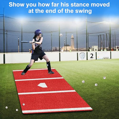Baseball Hitting Mat, Batting Batting Mat for Hitting Batting Cage Softball Batter Stance Training Mat to Improve Batting Posture Baseball Mats Indoor/Outdoor - size: 6' x 4'