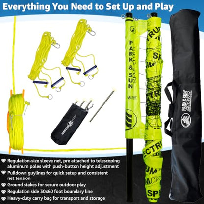 Park & Sun Sports Spectrum Classic: Adjustable Professional Outdoor Volleyball Net System - color: Classic Yellow