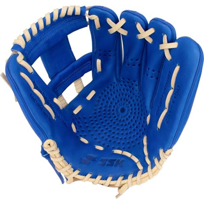 SSK Z5 Craftsman Youth Baseball Glove – 10.5” – 11” – 11.25” – 11.5” Right & Left Hand Throw - color: Royal/Camel - I Web, size: 11.5" - Left Hand Throw