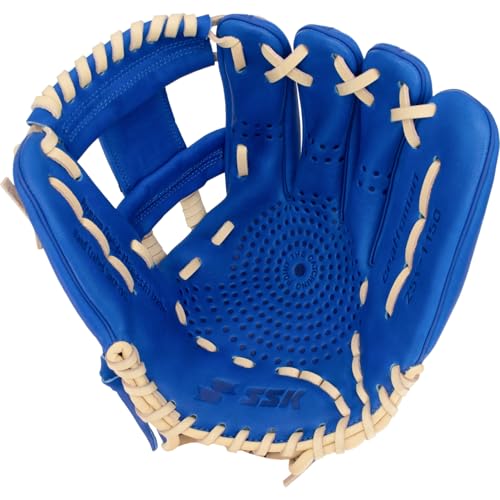 SSK Z5 Craftsman Youth Baseball Glove – 10.5” – 11” – 11.25” – 11.5” Right & Left Hand Throw - color: Royal/Camel - I Web, size: 11.5" - Right Hand Throw