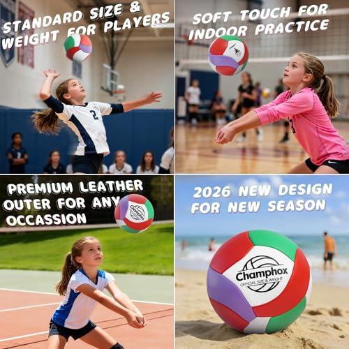 Soft Volleyball Ball Size 5 for Teen Youth Girls Kids Beginners Team Skills Practicing Training Indoor Outdoor Water Play Beach Pool Volley Ball with Pump & Mesh Bag 2026