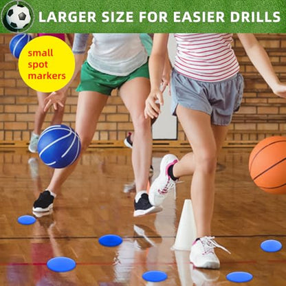 Poly Spot Markers 4inch/9 inch Non-Slip Rubber Agility Markers Flat Field Cones Floor Dots for Football, Soccer, Basketball Training Markers, School Activities, Exercise Drills, Social Distancing