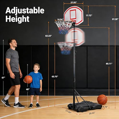 ZENY Portable Basketball Hoop Outdoor, Adjustable Basketball Goal 5.4-7Ft, Basket Ball Hoop for Kids, Youth, Driveway Backyard Hoop with PC Backboard
