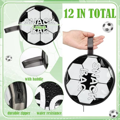 Reginary 12 Pcs Soccer Snack Bags for Team Gifts Soccer Goodie Clear Treat Candy Pouch Bags PVC Waterproof with Zipper Party Favors for Team Birthday Gifts Sport Supplies - style: Soccer Snack Bag