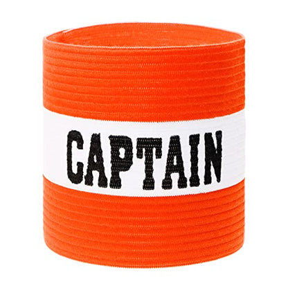ONLYKXY Captain Armbands 9x30CM/3.54x11.81inch Adjustable Leader Armband for Soccer Basketball Volleyball School Team Competition Coach Players Wrist Arm Bands - color: Orange+White