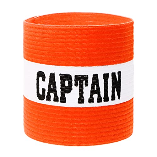 ONLYKXY Captain Armbands 9x30CM/3.54x11.81inch Adjustable Leader Armband for Soccer Basketball Volleyball School Team Competition Coach Players Wrist Arm Bands - color: Orange+White