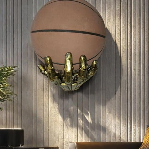 Mechanical Hand Wall Mounted Basketball Holder, Punk Style Garage Ball Storage Rack, Space Saving Display Stand for Room and Garage, Sports Wall Decor, Ball Organizer Shelf